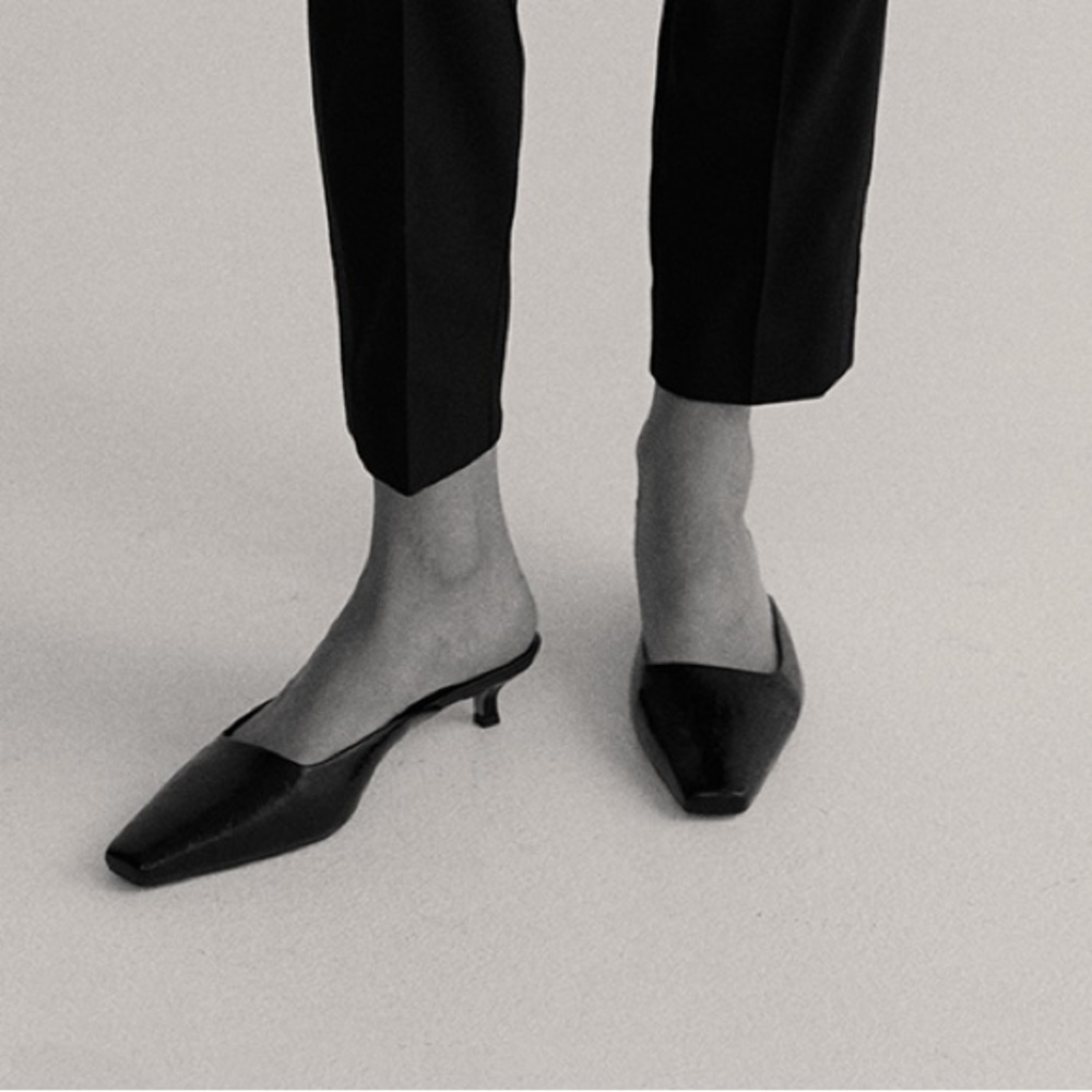 Nelson Made Black Crinkle Mimi Mule